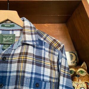 Woolrich - Trout Run Flannel Button Down - Blue / Yellow - Men’s Medium